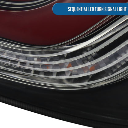 Ronnin - Fits 2016-2021 Honda Civic Sedan 4Dr Full LED Sequential Turn Signals + Animated Startup Effect Tail Lights Assembly Pair | Black Smoke