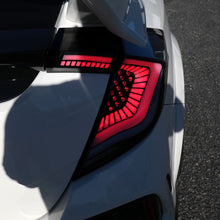 Ronnin - Fits 2017-2021 Honda Civic Hatchback Full LED Tail Lights Animated Startup Effect + Sequential Signal Lamps Replacement Pair | Black Smoke | White Tube