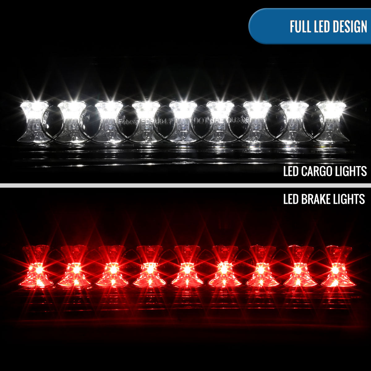 2004-2008 Ford F150 Center High Mount Stop Lamp LED Rear Cargo Brake Light Piece | Chrome