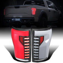 Ronnin - Fits 2015-2017 Ford F150 Full LED Tail Lights Sequential Turn Signals + Animated Startup Effect Parking Assembly | Black | White Tube