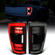 Ronnin - Fits 2021-2023 Ford F150 Full LED Tail Lights without Blind Spot Sequential Turn Signals + Animated Startup Effect Parking Assembly | Black Smoke | White Tube