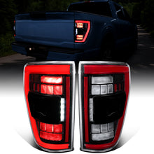 Ronnin - Fits 2021-2023 Ford F150 Full LED Tail Lights without Blind Spot Sequential Turn Signals + Animated Startup Effect Parking Assembly | Glossy Black