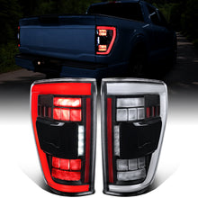 Ronnin - Fits 2021-2023 Ford F150 Full LED Tail Lights without Blind Spot Sequential Turn Signals + Animated Startup Effect Parking Assembly | Black | White Tube