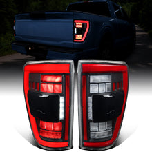 Ronnin - Fits 2021-2023 Ford F150 Full LED Tail Lights without Blind Spot Sequential Turn Signals + Animated Startup Effect Parking Assembly | Black