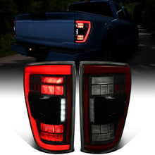 Ronnin - Fits 2021-2023 Ford F150 Full LED Tail Lights without Blind Spot Sequential Turn Signals + Animated Startup Effect Parking Assembly | Black Smoke