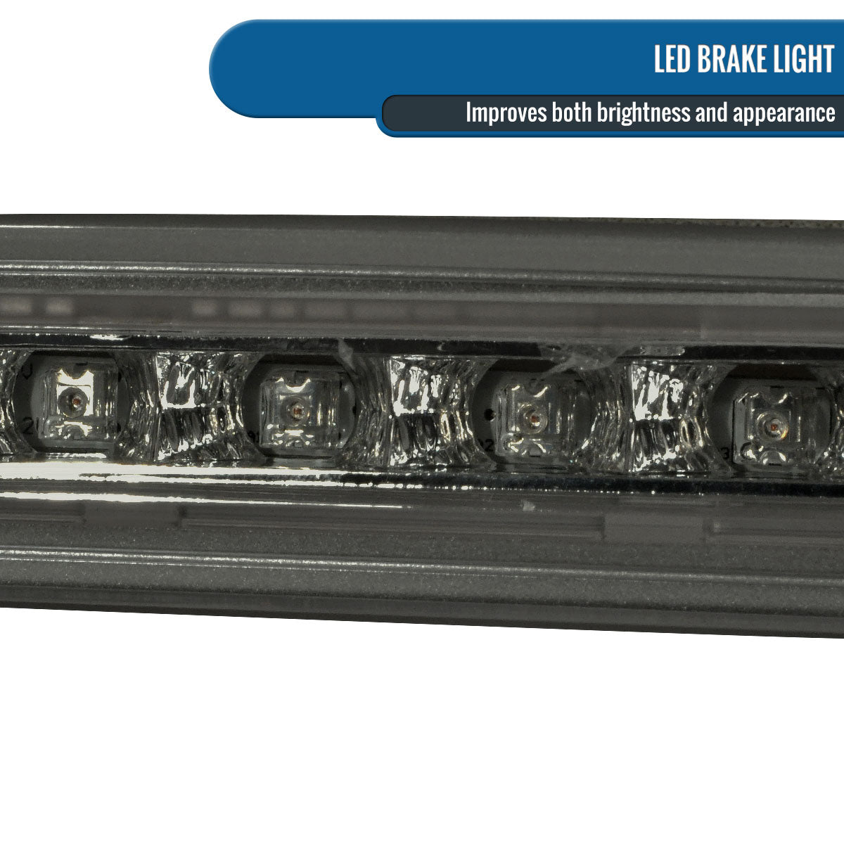 Ronnin - Fits 2000-2004 Ford Focus 3-Door 5-Door Hatchback LED Center High Mount Stop Lamp 3rd Third Brake Light Assembly Piece | Smoke