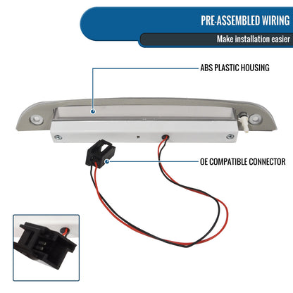 Ronnin - Fits 2000-2004 Ford Focus 3-Door 5-Door Hatchback LED Center High Mount Stop Lamp 3rd Third Brake Light Assembly Piece | Smoke