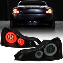 Ronnin - Fits 2008-2013 Infiniti G37 Coupe 2014-2015 Infiniti Q60 Coupe Upgraded Replacement Full LED Tail Lights Animated Startup Effect + Sequential Signal Lamps Assembly Pair | Black Smoke | White Tube