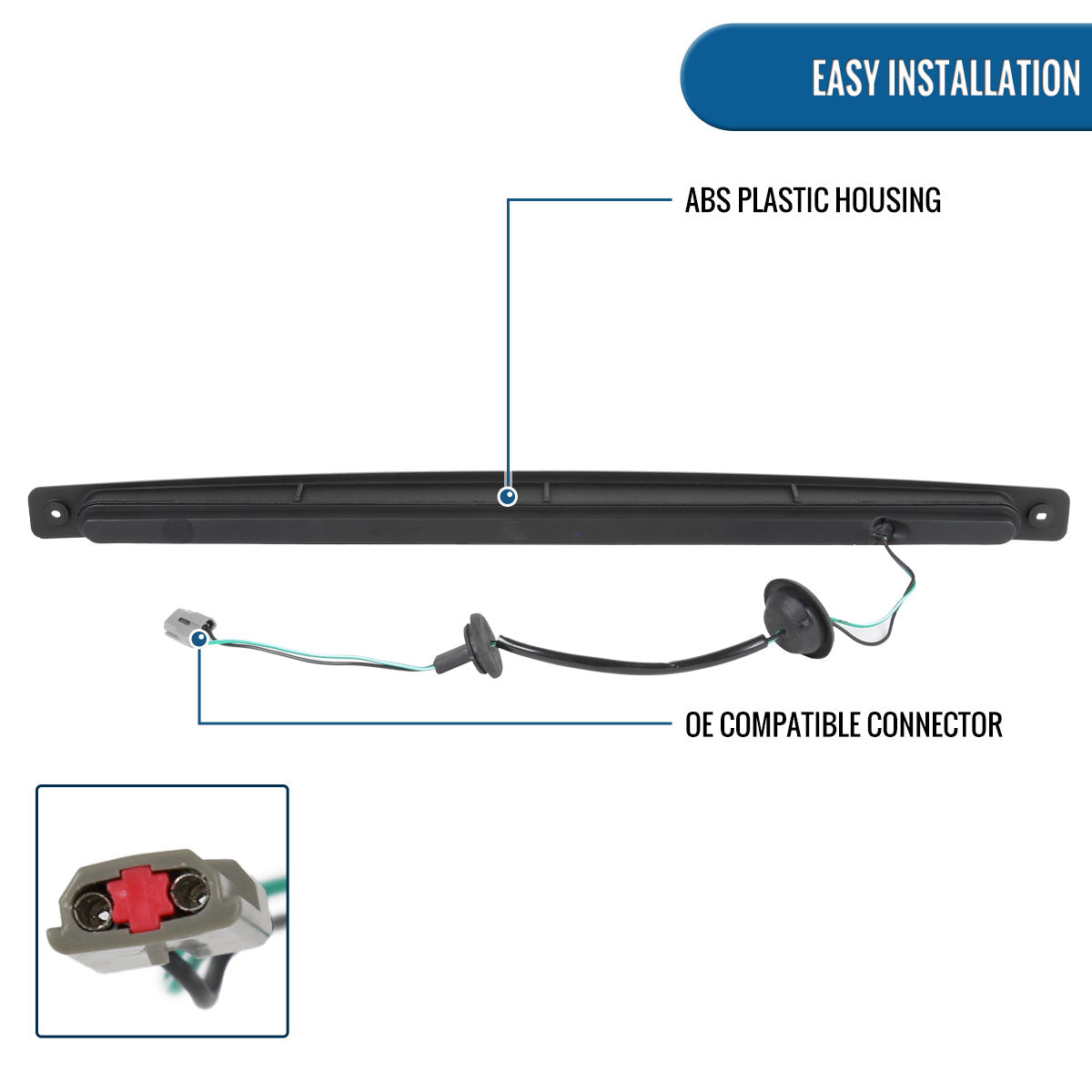 2003-2004 Ford Mustang Cobra Center High Mount Stop Lamp LED Rear Brake Light Piece | Black