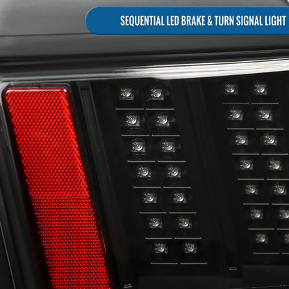 Ronnin - Fits 1999-2004 Ford Mustang Upgraded LED Sequential Turn Signals Tail Lights Assembly Pair | Black