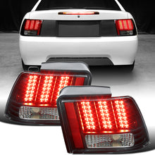 Ronnin - Fits 1999-2004 Ford Mustang Upgraded LED Sequential Turn Signals Tail Lights Assembly Pair | Black