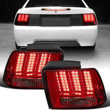 Ronnin - Fits 1999-2004 Ford Mustang Upgraded LED Sequential Turn Signals Tail Lights Assembly Pair | Smoky Red