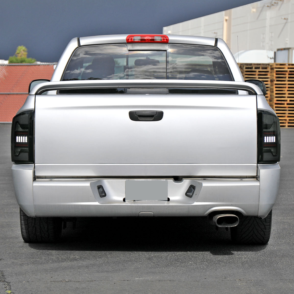 Ronnin - Fits 2002-2006 Dodge Ram 1500 2500 3500 Upgraded Full LED Tail Lights Assembly Pair | Black Smoke | White Tube
