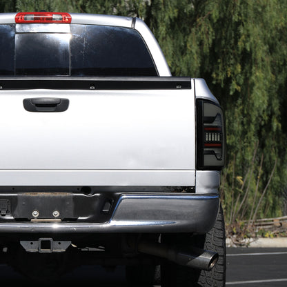 Ronnin - Fits 2007-2009 Dodge Ram 1500 2500 3500 Upgraded Full LED Integrated Brake Lamps and Turn Signal Tail Lights Assembly Replacement Pair | Black Smoke | White Tube