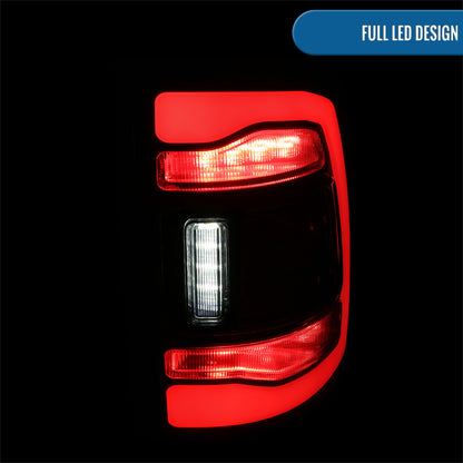 Ronnin - Fits 2009-2018 Ram 1500 2010-2018 Ram 2500 3500 2019-2022 1500 Classic Full LED Tail Lights Integrated LED Brake and Turn Signal Lamps Assembly Pair | Smoke | White Tube