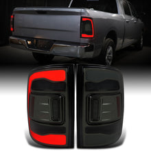 Ronnin - Fits 2009-2018 Ram 1500 2010-2018 Ram 2500 3500 2019-2022 1500 Classic Full LED Tail Lights Integrated LED Brake and Turn Signal Lamps Assembly Pair | Smoke | White Tube