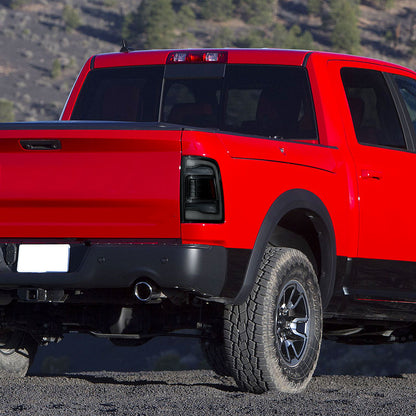 Ronnin - Fits 2013-2018 Ram 1500 2500 3500 2019-2022 Ram 1500 Classic Full LED Tail Lights Integrated Brake and Sequential Turn Signals + Animated Startup Effect Pair | Black Smoke | White Tube