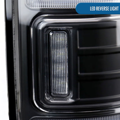 Ronnin - Fits 2013-2018 Ram 1500 2500 3500 2019-2022 Ram 1500 Classic Full LED Tail Lights Integrated Brake and Sequential Turn Signals + Animated Startup Effect Assembly Pair | Black | White Tube