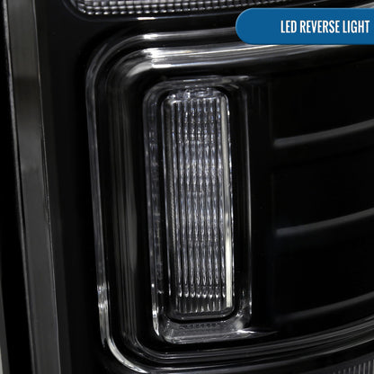 Ronnin - Fits 2013-2018 Ram 1500 2500 3500 2019-2022 Ram 1500 Classic Full LED Tail Lights Integrated Brake and Sequential Turn Signals + Animated Startup Effect Assembly Pair | Black