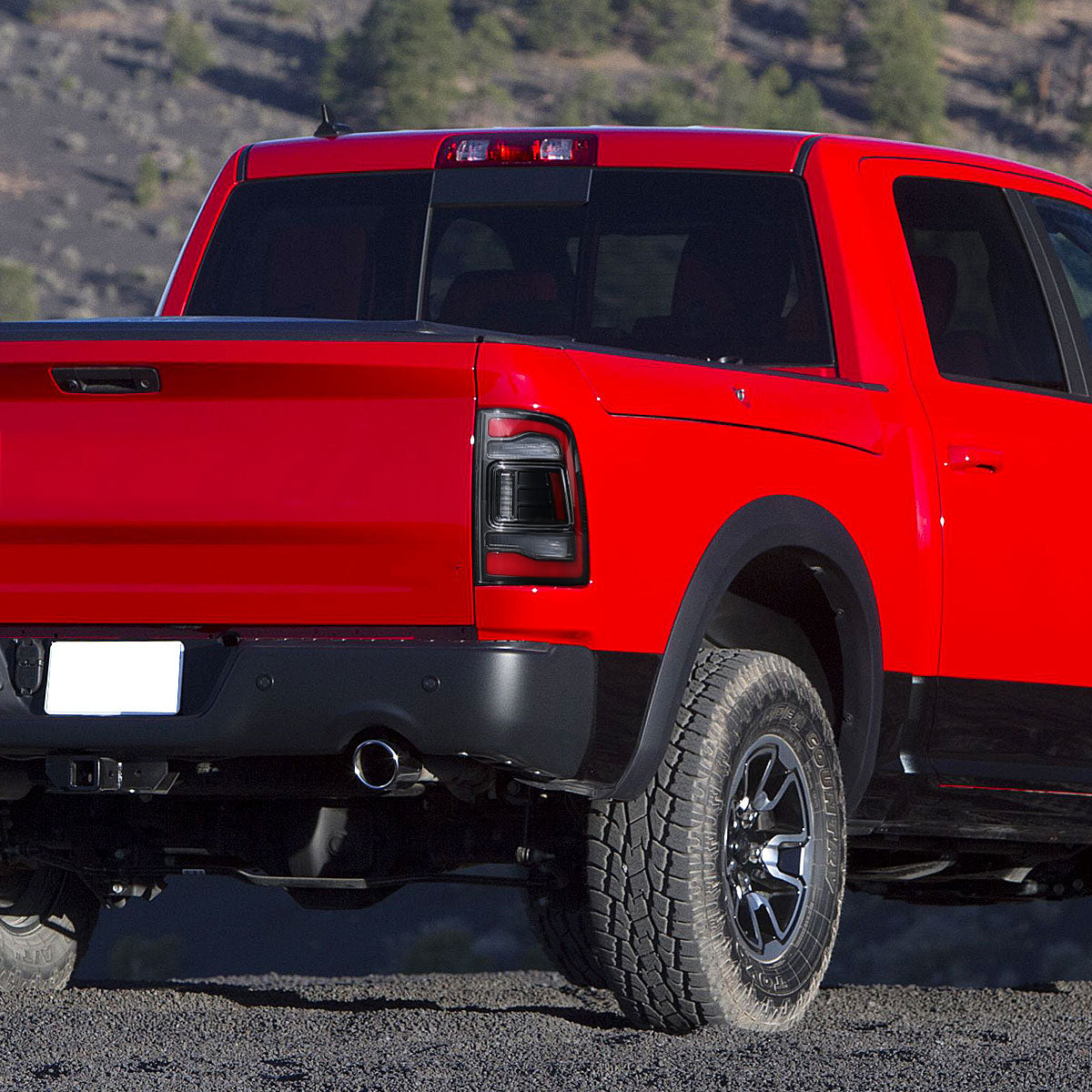Ronnin - Fits 2013-2018 Ram 1500 2500 3500 2019-2022 Ram 1500 Classic Full LED Tail Lights Integrated Brake and Sequential Turn Signals + Animated Startup Effect Assembly Pair | Black
