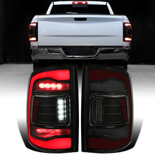 Ronnin - Fits 2013-2018 Ram 1500 2500 3500 2019-2022 Ram 1500 Classic Full LED Tail Lights Integrated Brake and Sequential Turn Signals + Animated Startup Effect Assembly Pair | Black Smoke
