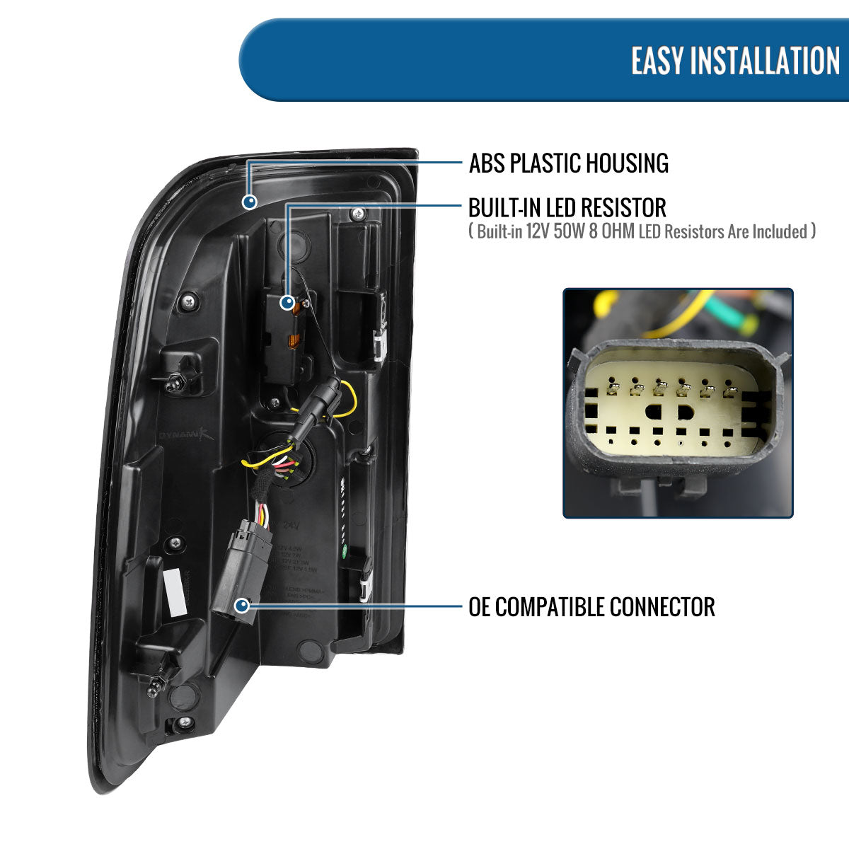 Ronnin - Fits 2019-2024 Ram 1500 Upgraded Full LED Tail Lights Integrated LED Brake and Sequential Turn Signal + Animated Startup Effect Assembly Pair | Glossy Black