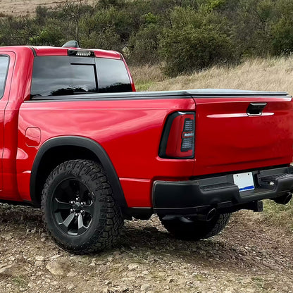 Ronnin - Fits 2019-2024 Ram 1500 Upgraded Full LED Tail Lights Integrated LED Brake and Sequential Turn Signal + Animated Startup Effect Assembly Pair | Glossy Black