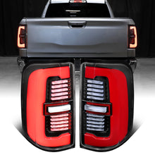Ronnin - Fits 2019-2024 Ram 1500 Upgraded Full LED Tail Lights Integrated LED Brake and Sequential Turn Signal + Animated Startup Effect Assembly Pair | Glossy Black