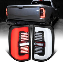 Ronnin - Fits 2019-2024 Ram 1500 Upgraded Full LED Tail Lights Integrated LED Brake and Sequential Turn Signal + Animated Startup Effect Assembly Pair | Black | White Tube