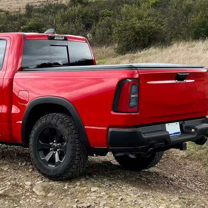 Ronnin - Fits 2019-2024 Ram 1500 Upgraded Full LED Tail Lights Integrated LED Brake and Sequential Turn Signal + Animated Startup Effect Assembly Pair | Black