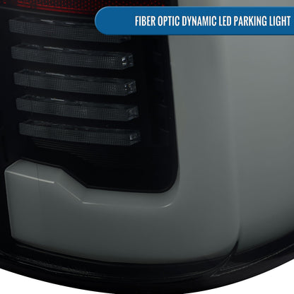 Ronnin - Fits 2019-2024 Ram 2500 3500 Halogen Model Replacement Full LED Tail Lights Sequential Turn Signal + Animated Startup Effect Assembly Pair | Black Smoke | White Tube