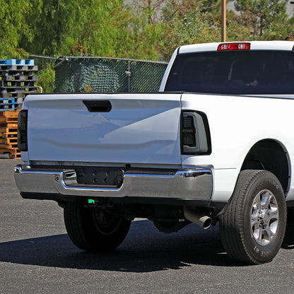 Ronnin - Fits 2019-2024 Ram 2500 3500 Halogen Model Replacement Full LED Tail Lights Sequential Turn Signal + Animated Startup Effect Assembly Pair | Black Smoke | White Tube