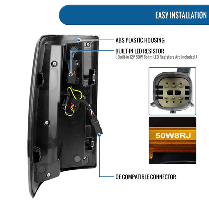 Ronnin - Fits 2019-2024 Ram 2500 3500 Halogen Model Replacement Full LED Tail Lights Sequential Turn Signal + Animated Startup Effect Assembly Pair | Black | White Tube