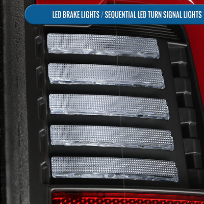 Ronnin - Fits 2019-2024 Ram 2500 3500 Halogen Model Replacement Full LED Tail Lights Sequential Turn Signal + Animated Startup Effect Assembly Pair | Black