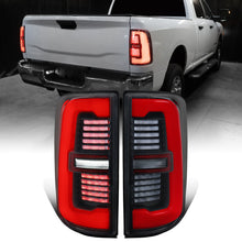 Ronnin - Fits 2019-2024 Ram 2500 3500 Halogen Model Replacement Full LED Tail Lights Sequential Turn Signal + Animated Startup Effect Assembly Pair | Black
