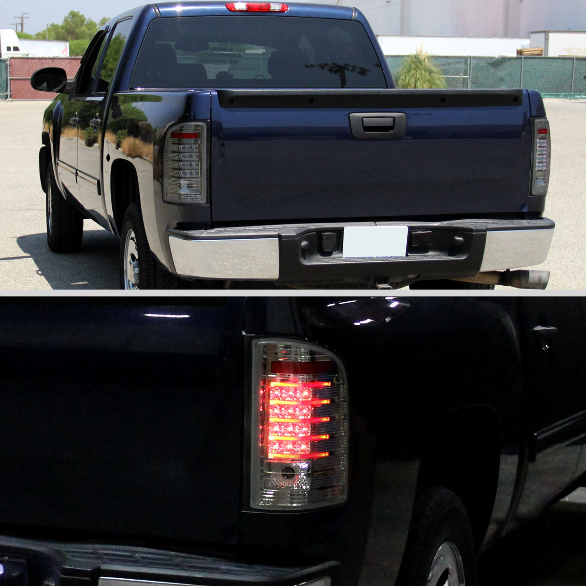 2007-2014 Chevy Silverado 1500 2500HD 3500HD Tail Lights LED Integrated Brake and Turn Signals Pair | Smoke