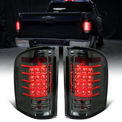 2007-2014 Chevy Silverado 1500 2500HD 3500HD Tail Lights LED Integrated Brake and Turn Signals Pair | Smoke
