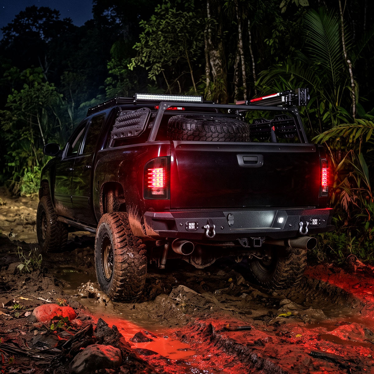 2007-2014 Chevy Silverado 1500 2500HD 3500HD Tail Lights LED Integrated Brake and Turn Signals Pair | Black