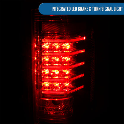 2007-2014 Chevy Silverado 1500 2500HD 3500HD Tail Lights LED Integrated Brake and Turn Signals Pair | Red