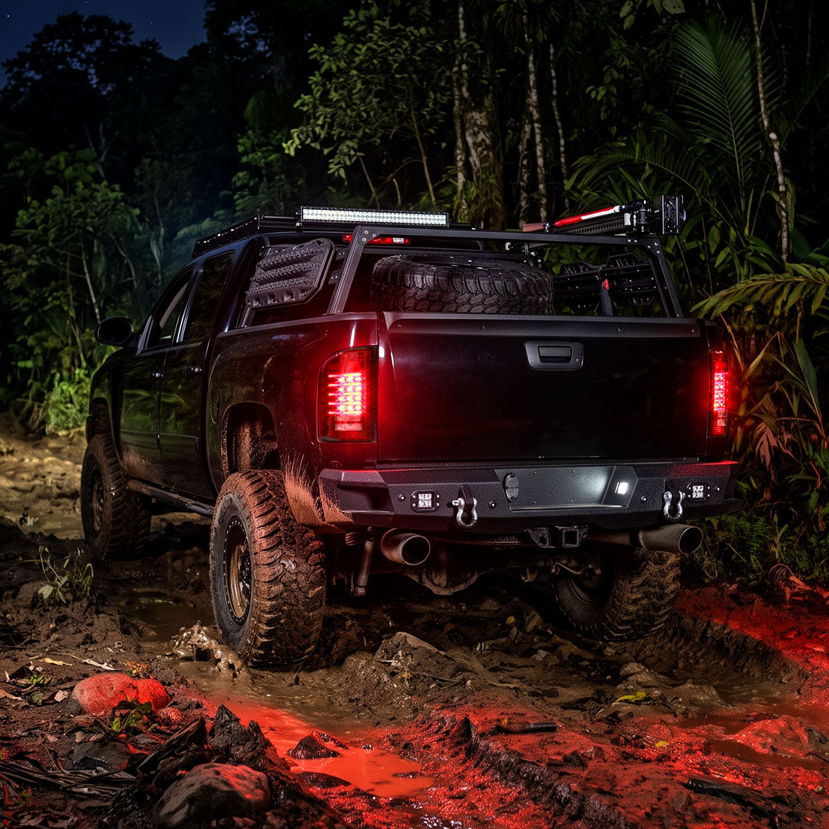 2007-2014 Chevy Silverado 1500 2500HD 3500HD Tail Lights LED Integrated Brake and Turn Signals Pair | Red