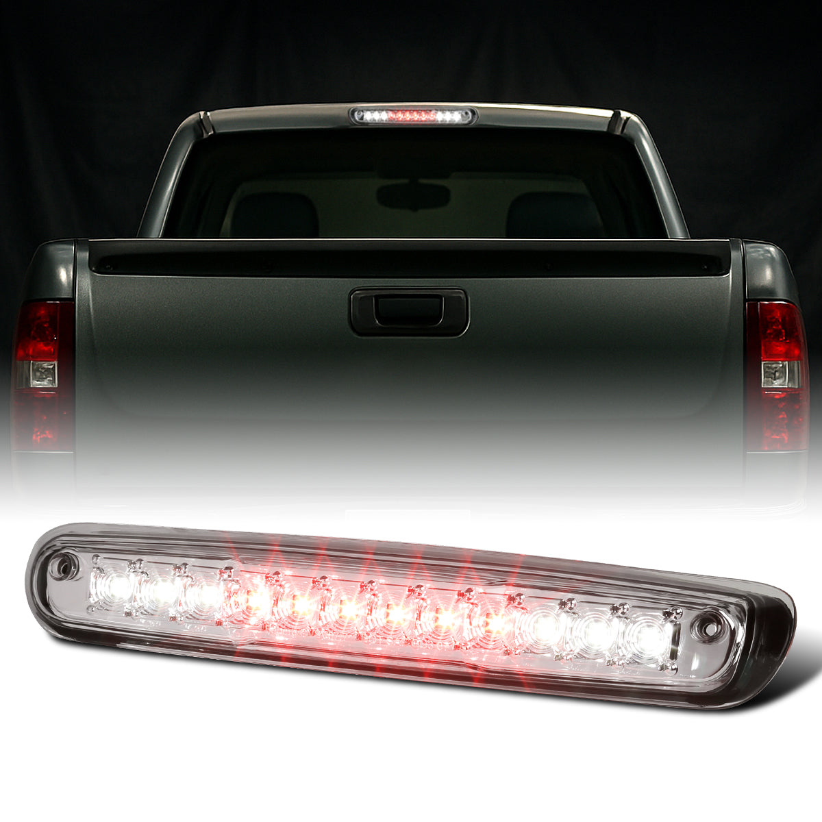 2007-2012 Chevy Silverado GMC Sierra 1500 2500 3500 LED High Mount Stop Light Third 3rd Brake Lamp Piece | Chrome