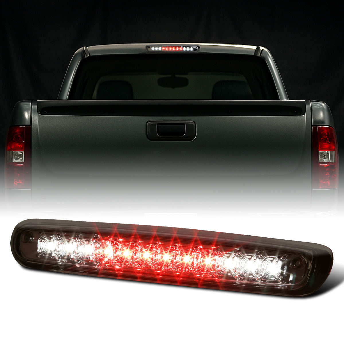 Ronnin - Compatible con Chevy Silverado GMC Sierra 1500 2500 3500 2007-2012 Luz de freno de montaje alto LED Tercera 3ª luz de freno | Ahumado