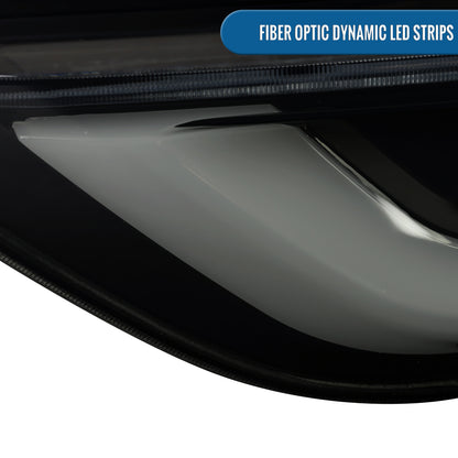 Ronnin - Luces traseras LED completas de mejora para Toyota Sienna 2011-2014 con intermitentes secuenciales + par de montaje de inicio animado | Negro ahumado | Blanco