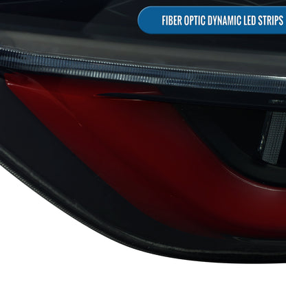 Ronnin - Compatible con Toyota Sienna 2011-2014, Luces traseras LED completas mejoradas, Señales de giro secuenciales + Montaje de arranque animado, Par | Negro Ahumado | Rojo