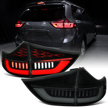 2015-2020 Toyota Sienna Upgrade Full LED Tail Lights Sequential Turn Signals + Animated Startup Assembly Pair | Black Smoke | White