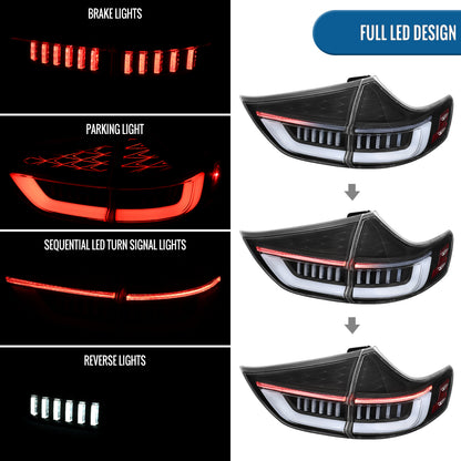 2015-2020 Toyota Sienna Upgrade Full LED Tail Lights Sequential Turn Signals + Animated Startup Assembly Pair | Black