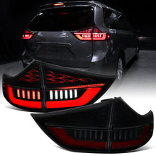 2015-2020 Toyota Sienna Upgrade Full LED Tail Lights Sequential Turn Signals + Animated Startup Assembly Pair | Black Smoke | Red