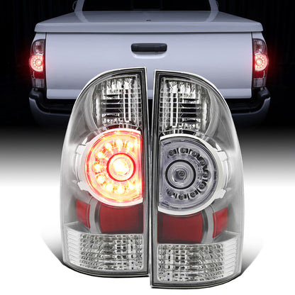 Ronnin - Se adapta a la camioneta Toyota Tacoma de 2005-2015. Montaje de luces traseras LED integradas de freno y direccionales (par) | Cromado