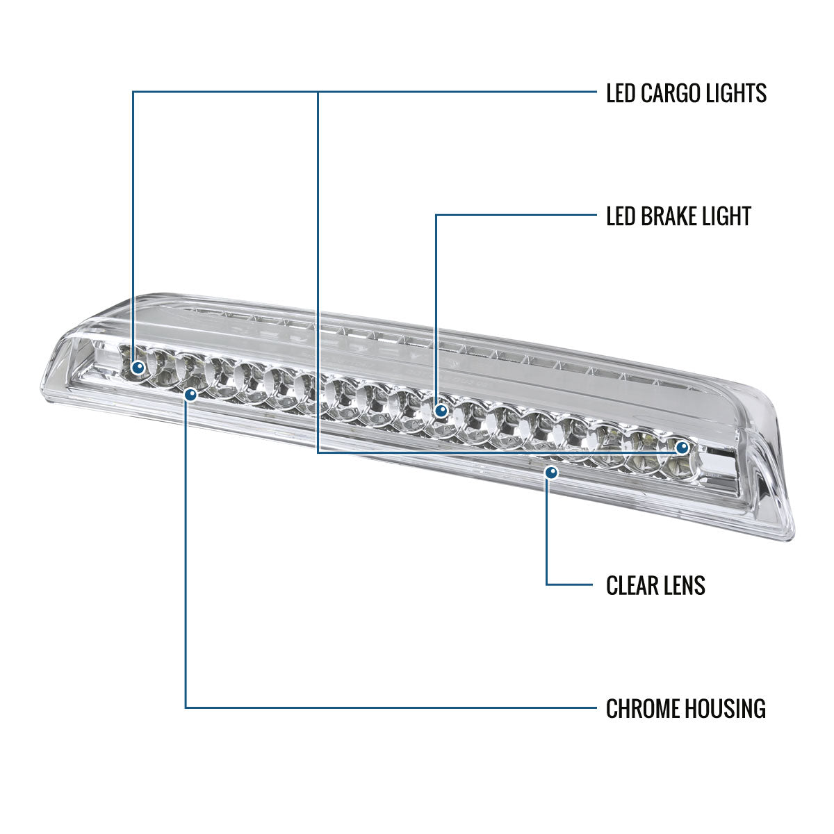 2004-2015 Nissan Titan LED High Mount Stop Light Third 3rd Brake Lamp Piece | Chrome