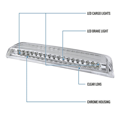2004-2015 Nissan Titan LED High Mount Stop Light Third 3rd Brake Lamp Piece | Chrome